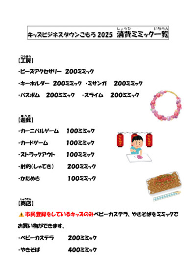 キッズ2025ブース別ミミック一覧